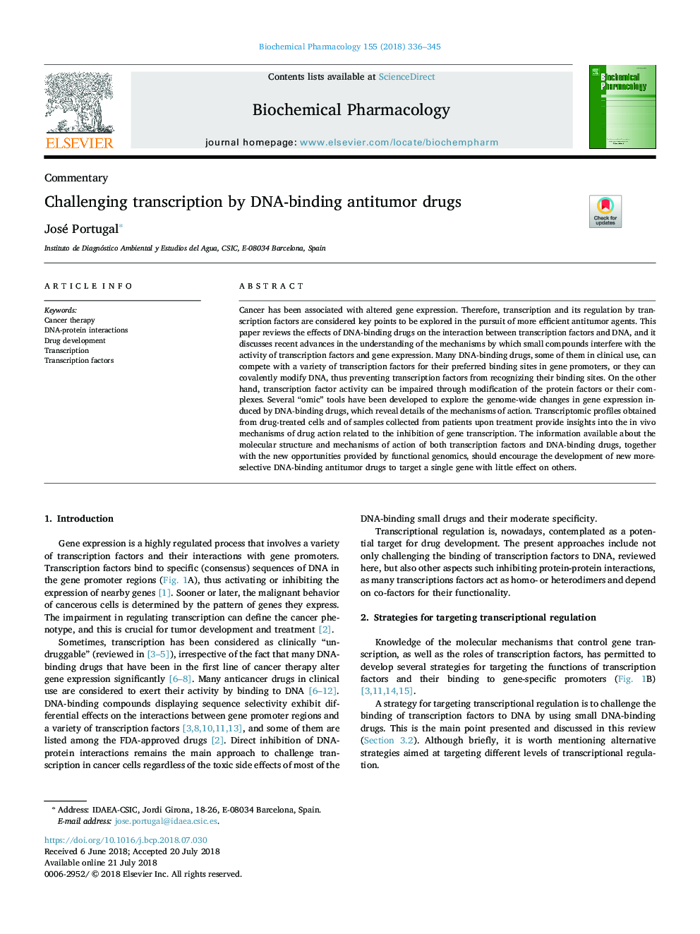 Challenging transcription by DNA-binding antitumor drugs