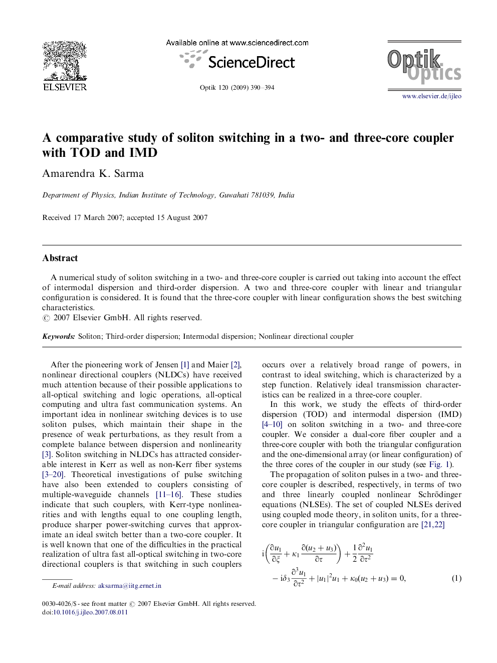 A comparative study of soliton switching in a two- and three-core coupler with TOD and IMD