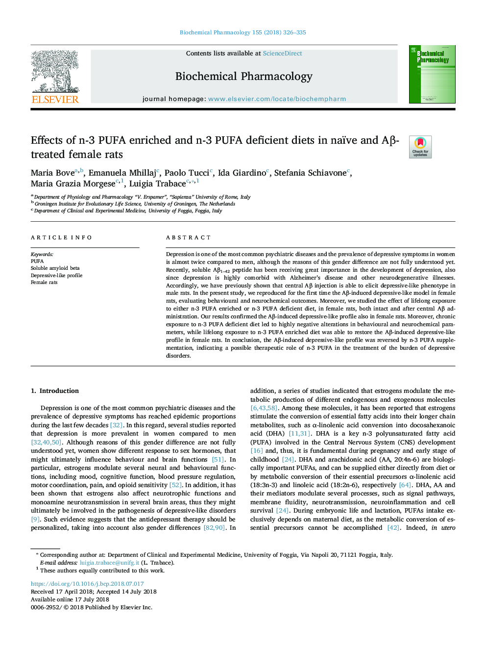 Effects of n-3 PUFA enriched and n-3 PUFA deficient diets in naïve and AÎ²-treated female rats