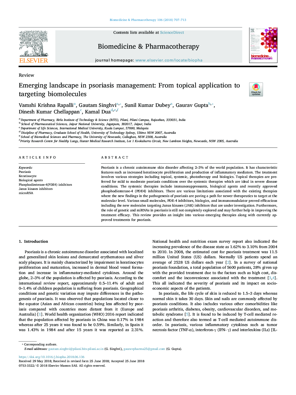 Emerging landscape in psoriasis management: From topical application to targeting biomolecules