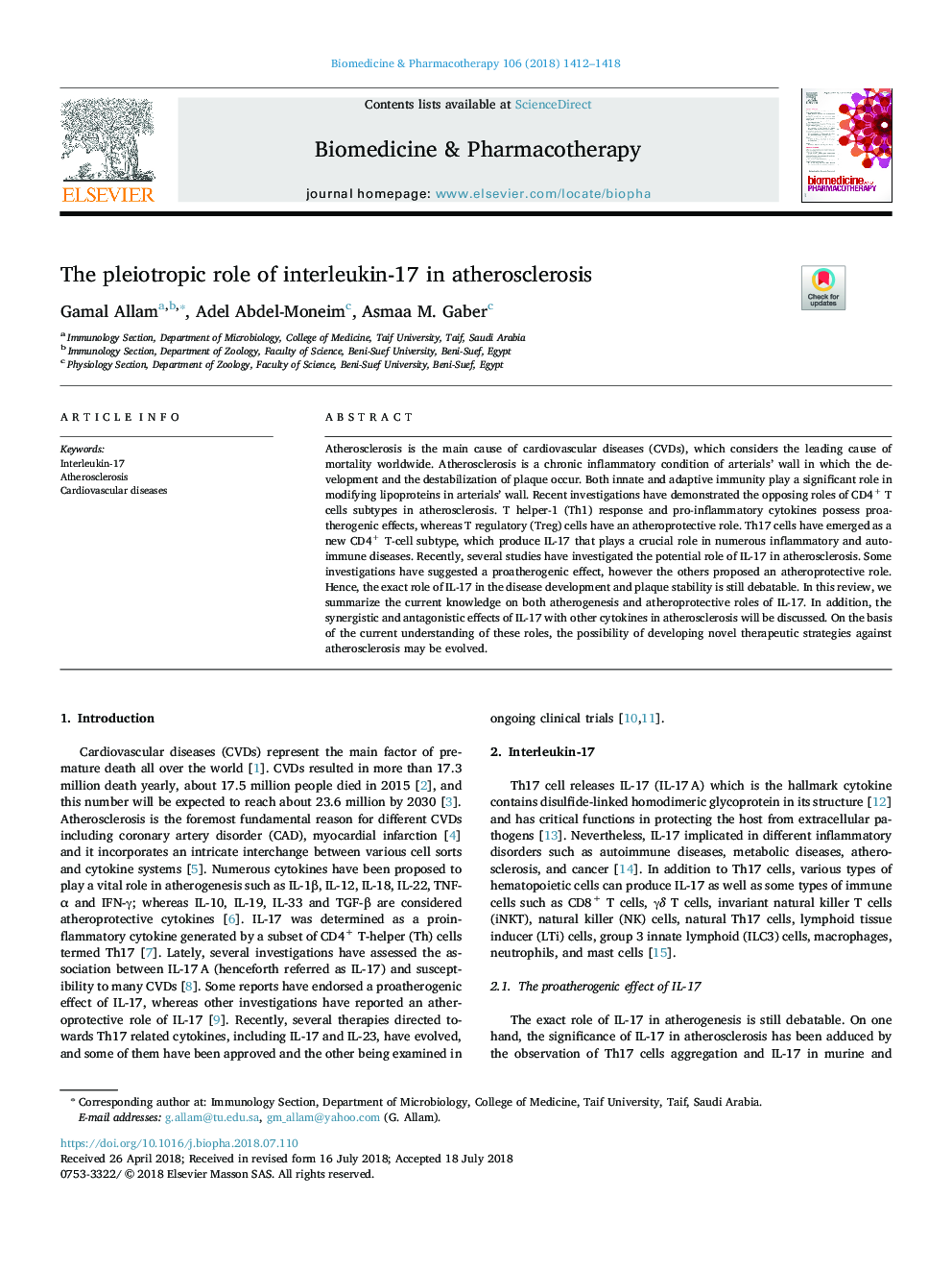 The pleiotropic role of interleukin-17 in atherosclerosis