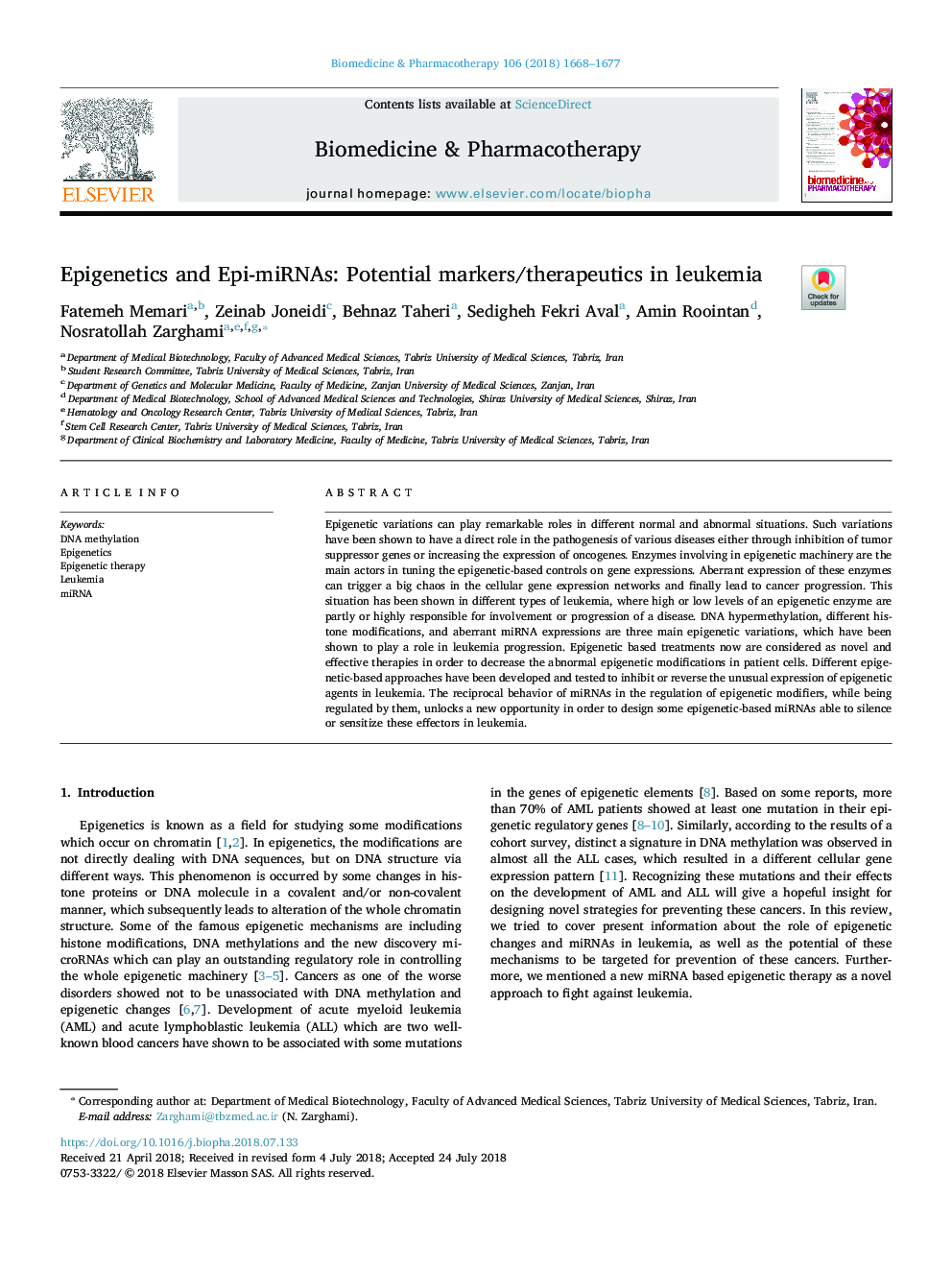 Epigenetics and Epi-miRNAs: Potential markers/therapeutics in leukemia