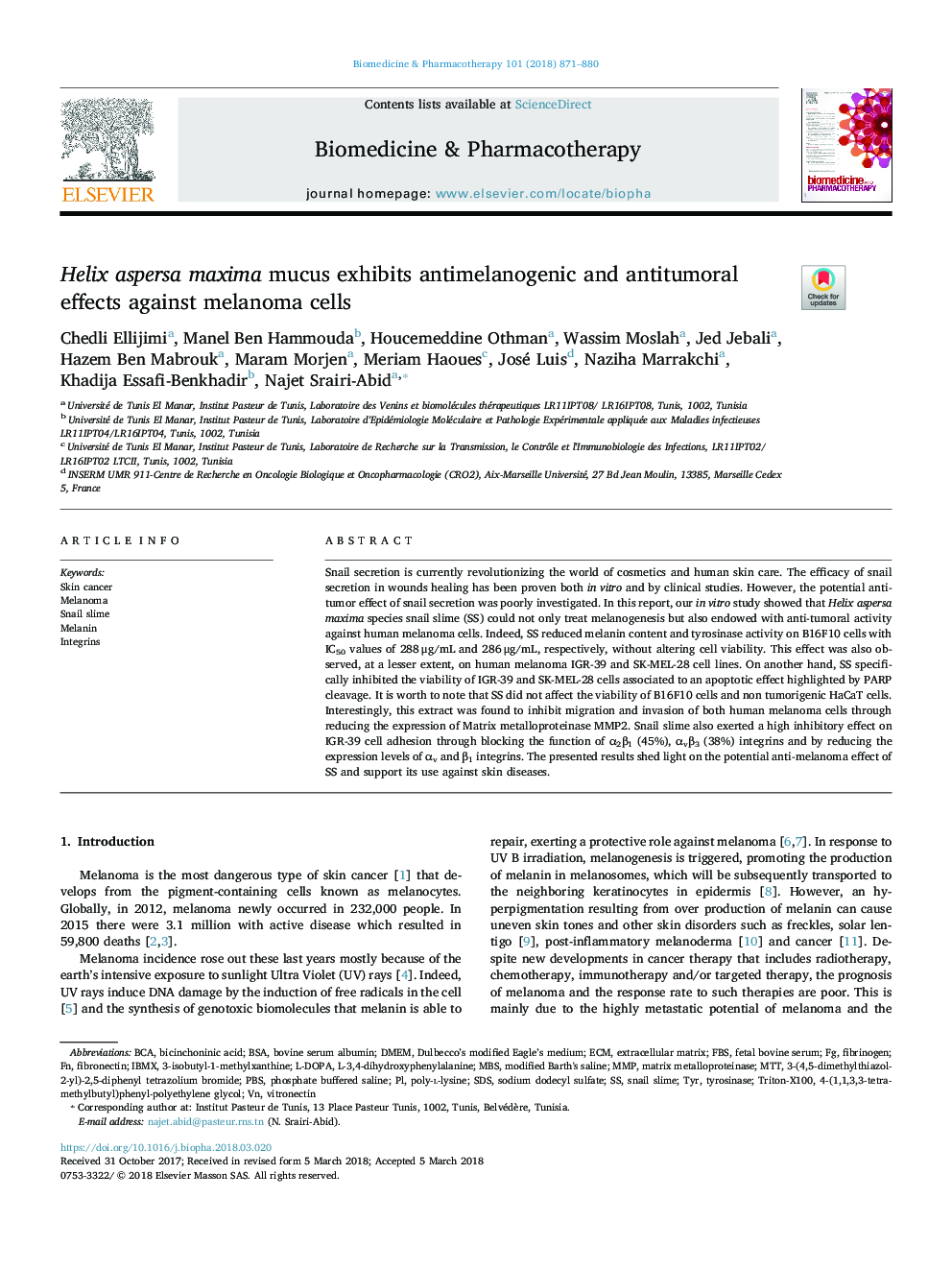 Helix aspersa maxima mucus exhibits antimelanogenic and antitumoral effects against melanoma cells