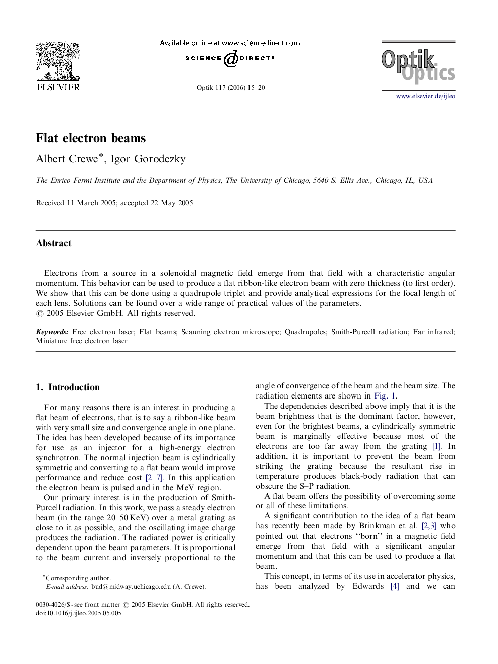 Flat electron beams