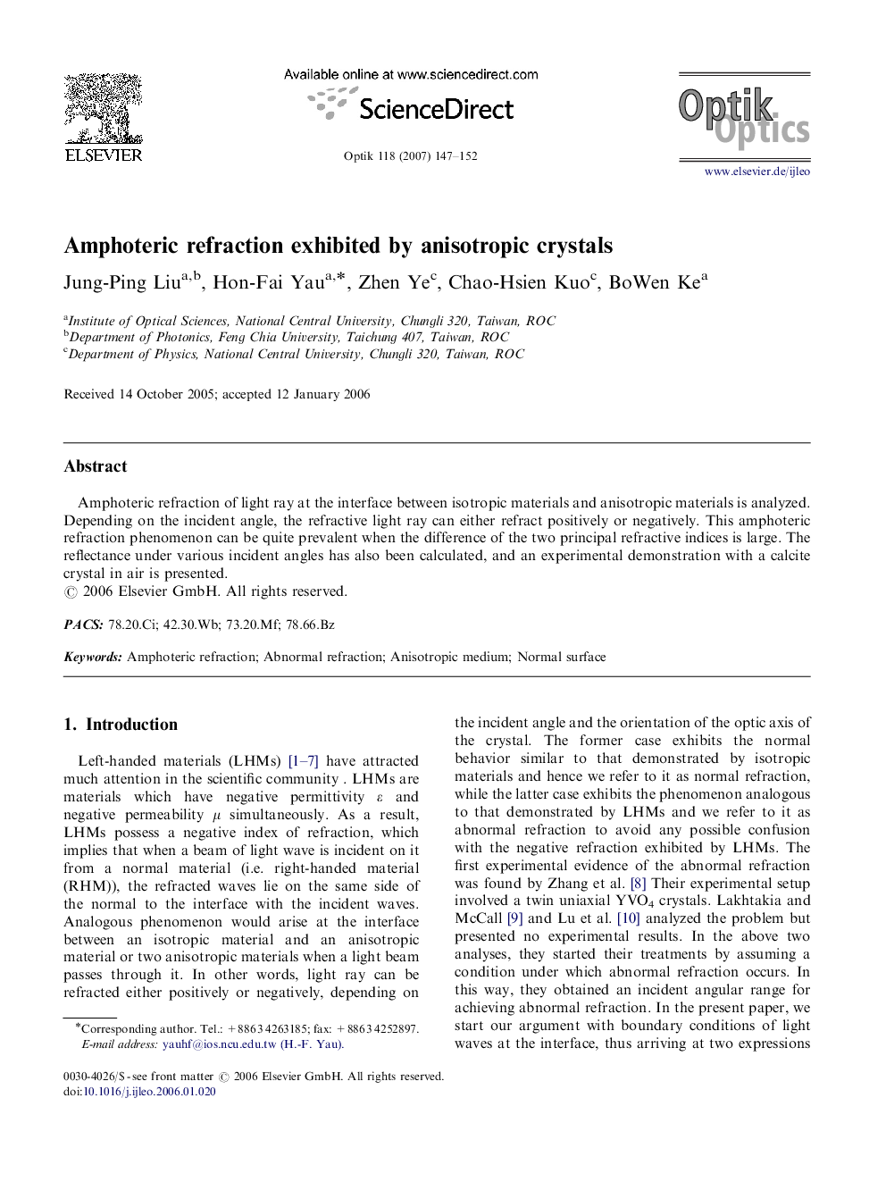 Amphoteric refraction exhibited by anisotropic crystals