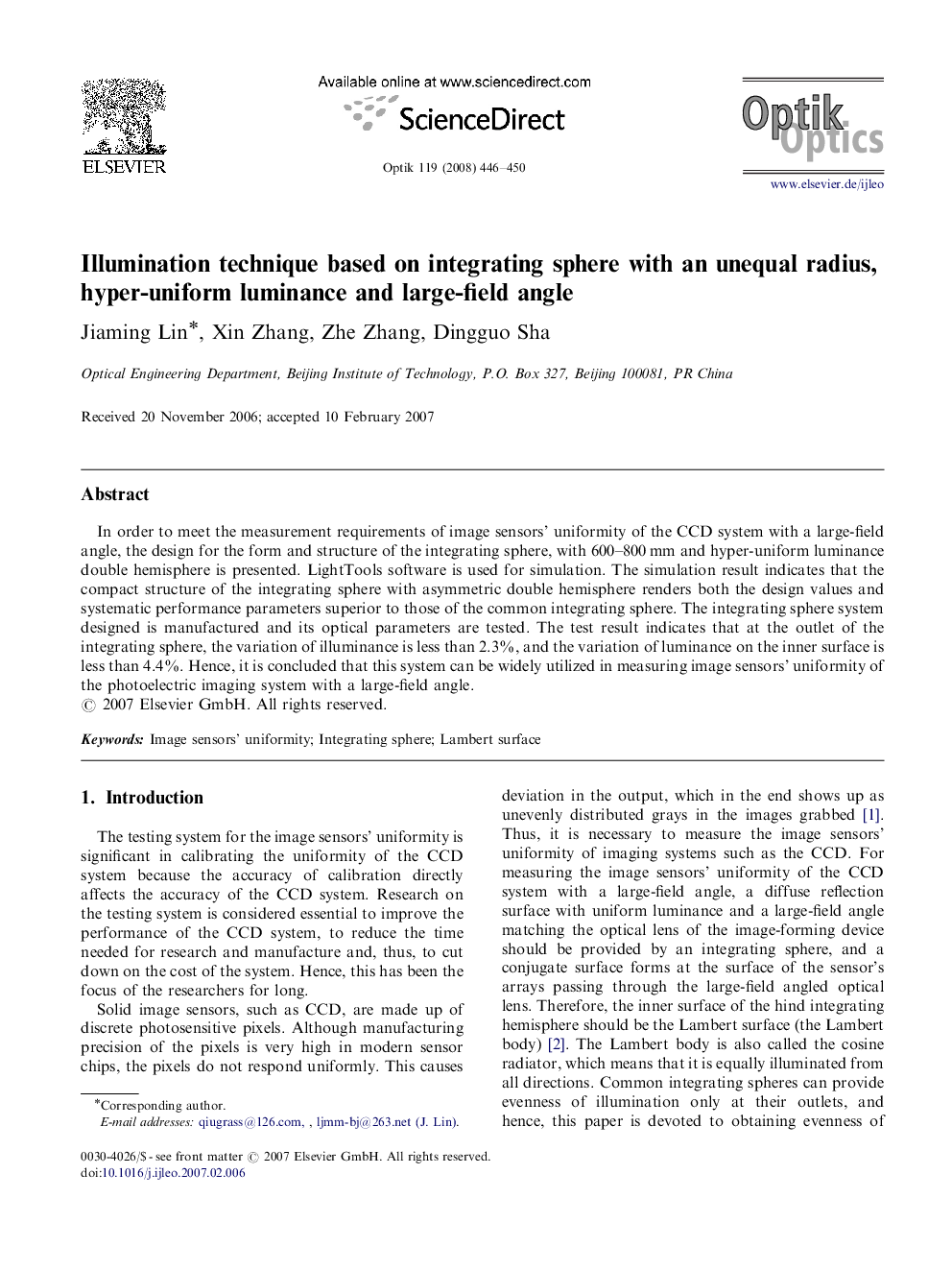 Illumination technique based on integrating sphere with an unequal radius, hyper-uniform luminance and large-field angle