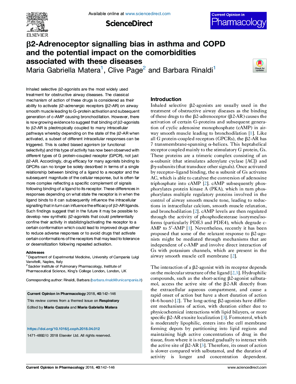 Î²2-Adrenoceptor signalling bias in asthma and COPD and the potential impact on the comorbidities associated with these diseases