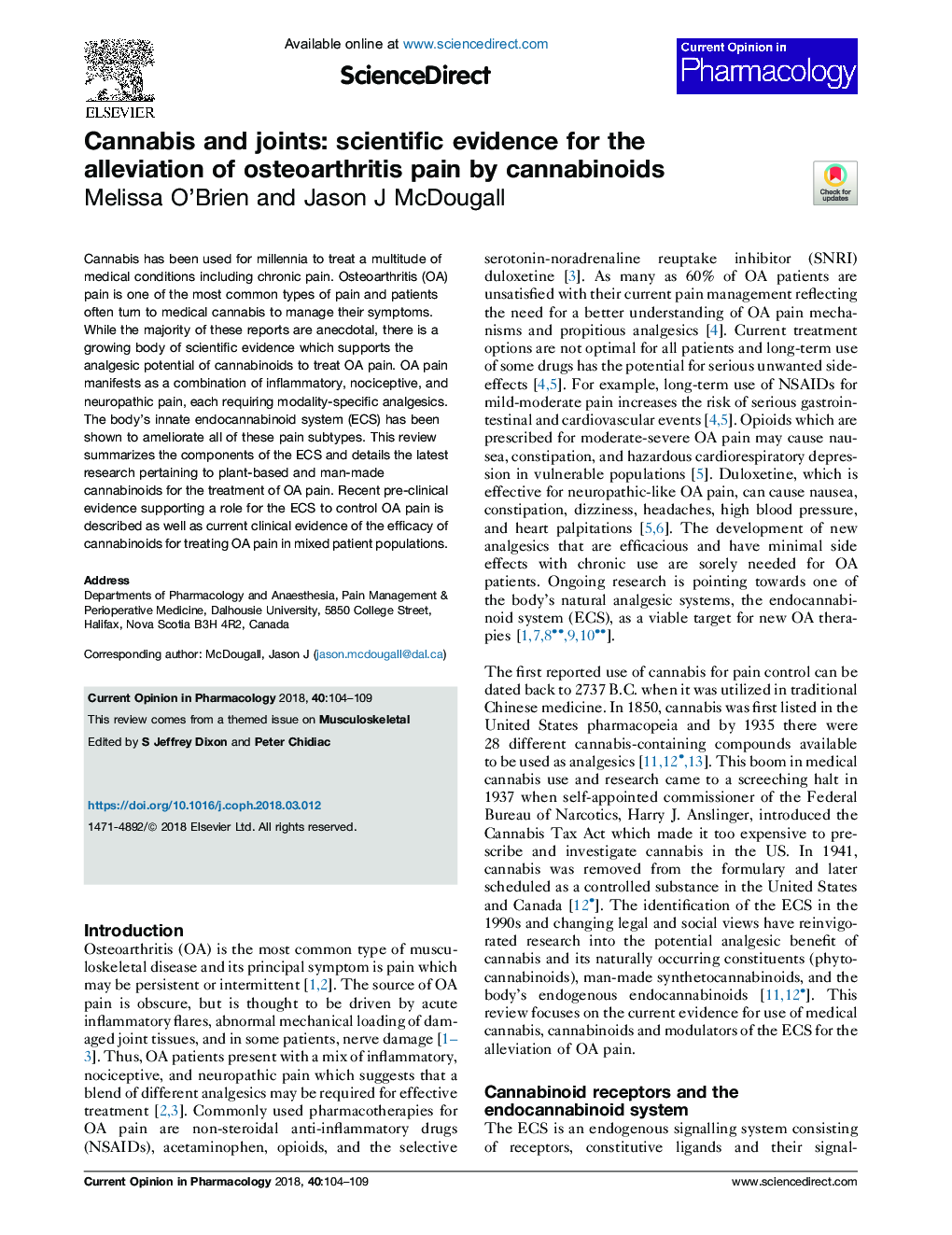 کنه و مفاصل: شواهد علمی برای کاهش درد استئوآرتریت توسط کانابینوئید 