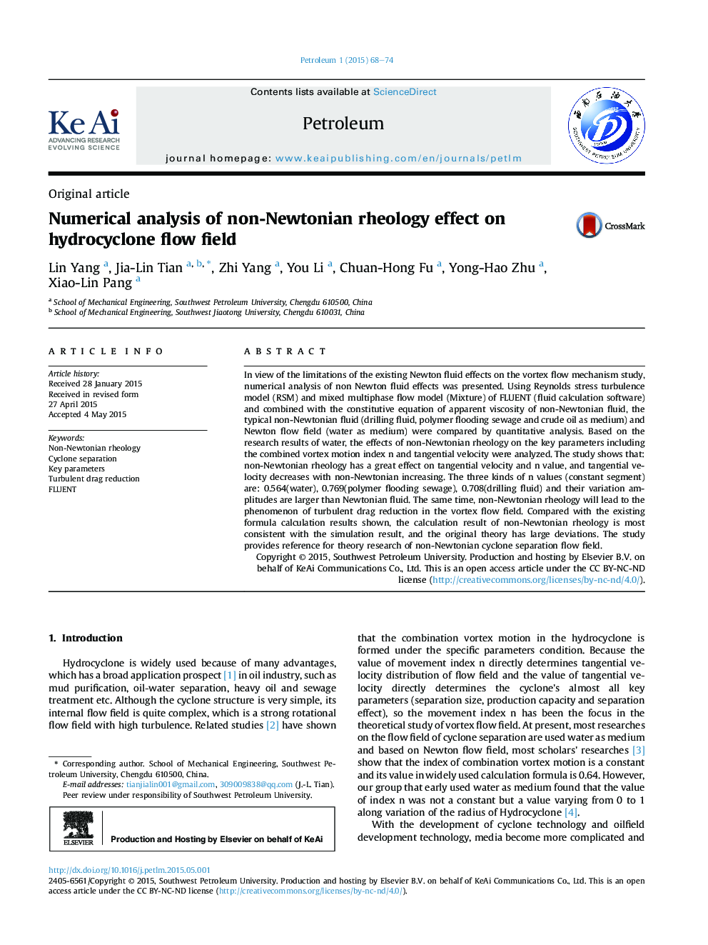 Numerical analysis of non-Newtonian rheology effect on hydrocyclone flow field 