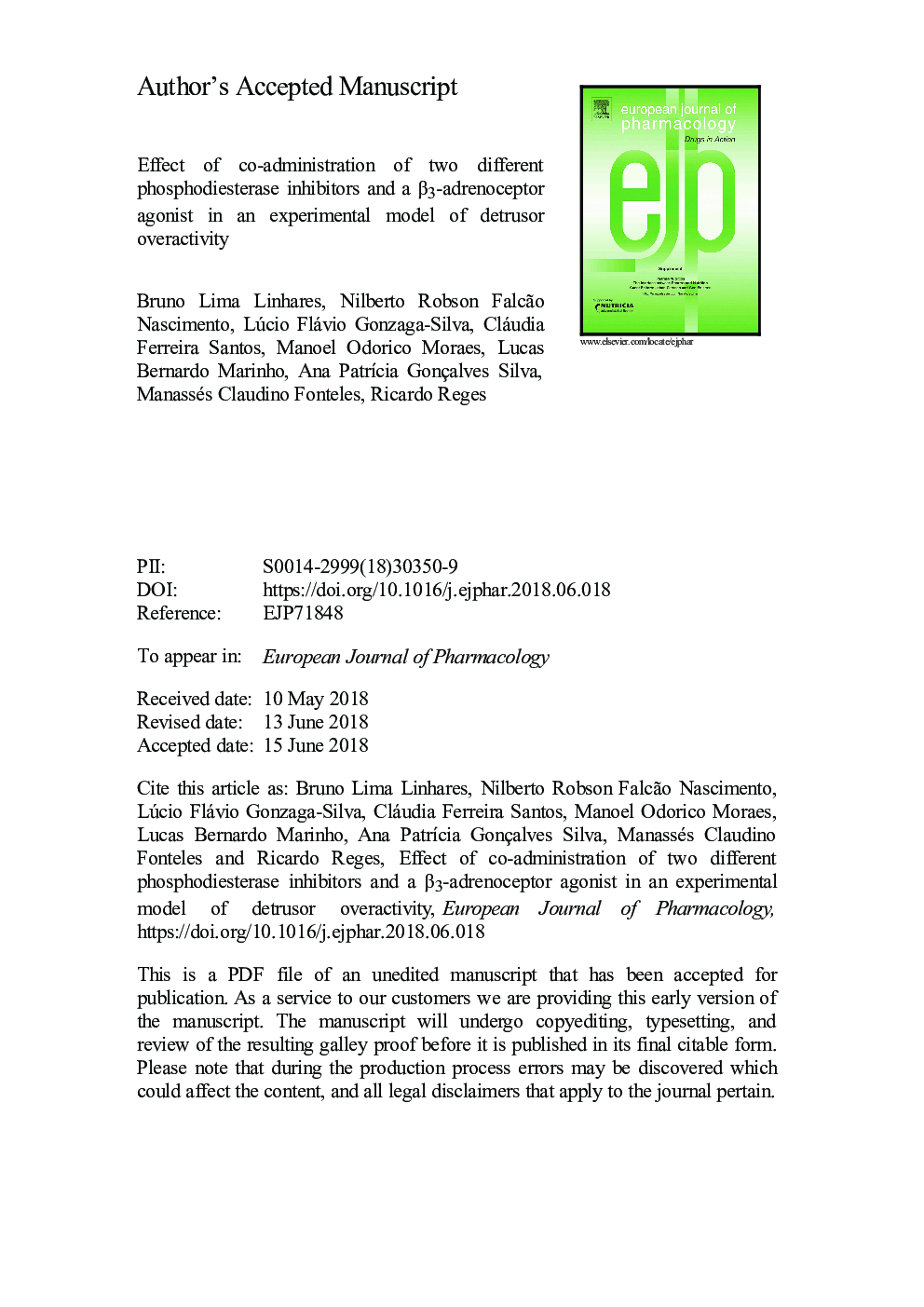 Effect of co-administration of two different phosphodiesterase inhibitors and a Î²3-adrenoceptor agonist in an experimental model of detrusor overactivity