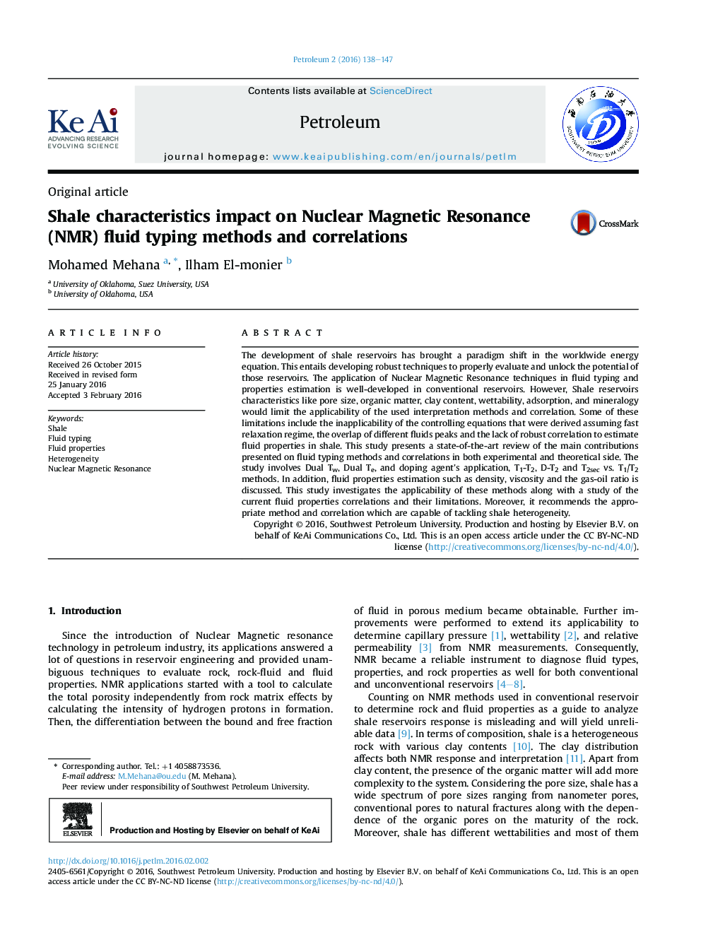 Shale characteristics impact on Nuclear Magnetic Resonance (NMR) fluid typing methods and correlations 