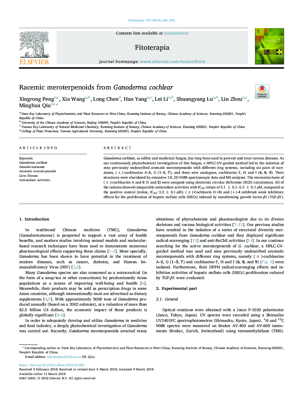 Racemic meroterpenoids from Ganoderma cochlear