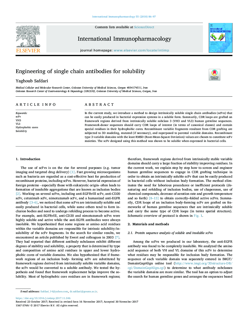 Engineering of single chain antibodies for solubility