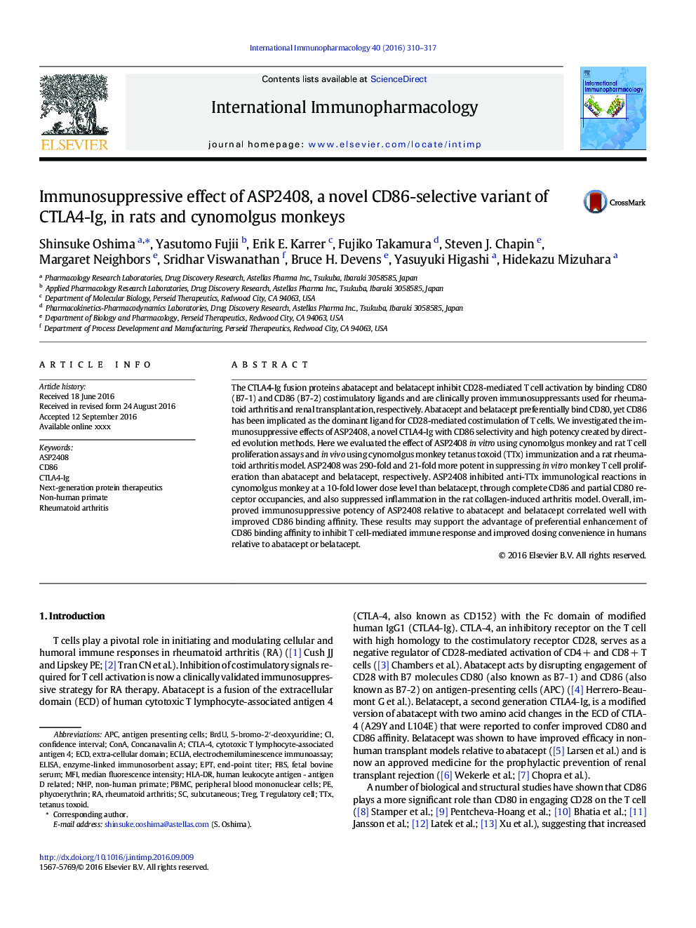 Immunosuppressive effect of ASP2408, a novel CD86-selective variant of CTLA4-Ig, in rats and cynomolgus monkeys