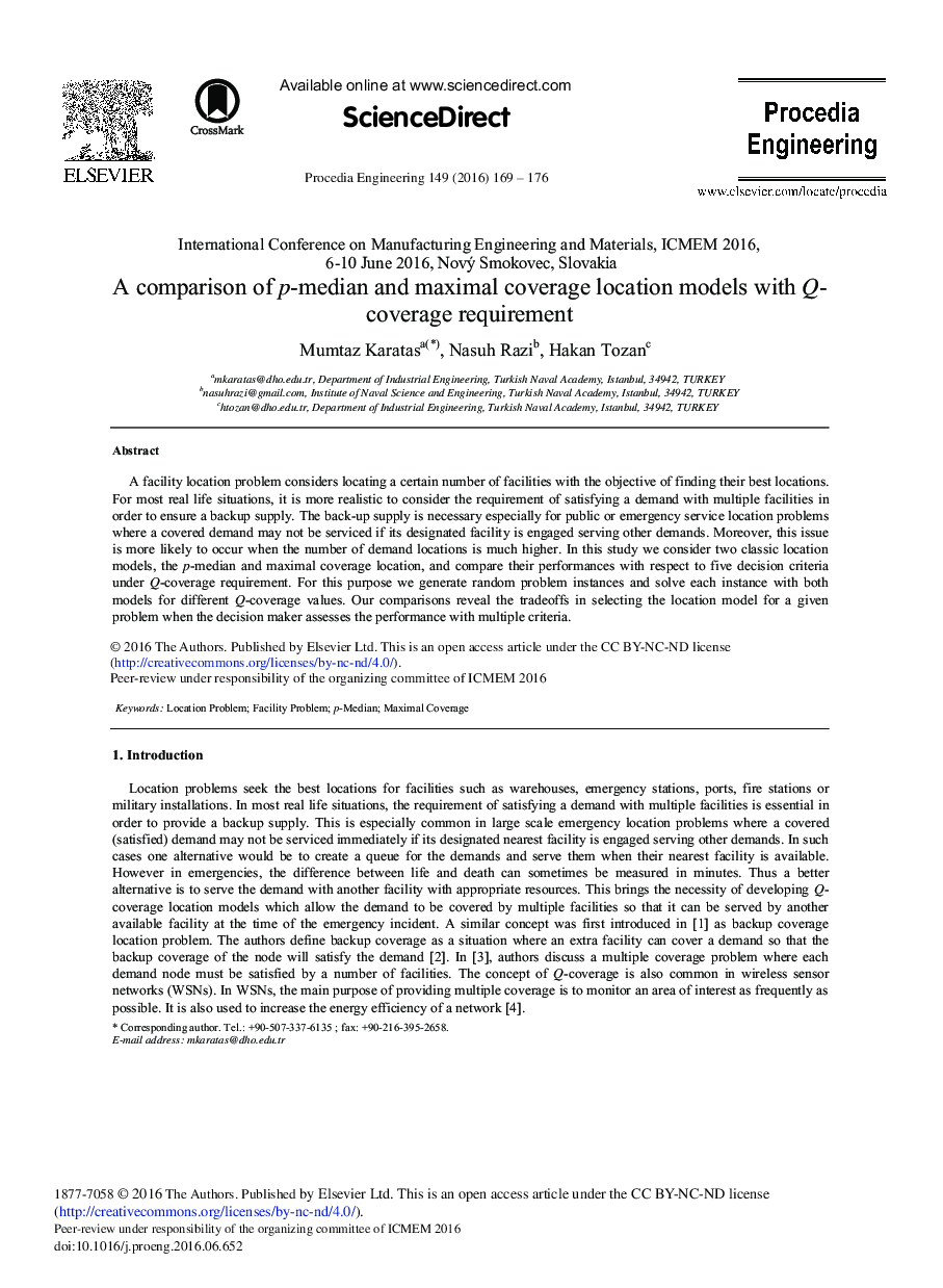 A Comparison of p-median and Maximal Coverage Location Models with Q–coverage Requirement 