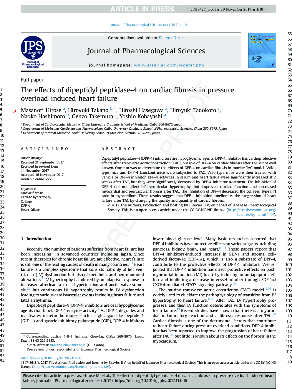 The effects of dipeptidyl peptidase-4 on cardiac fibrosis in pressure overload-induced heart failure