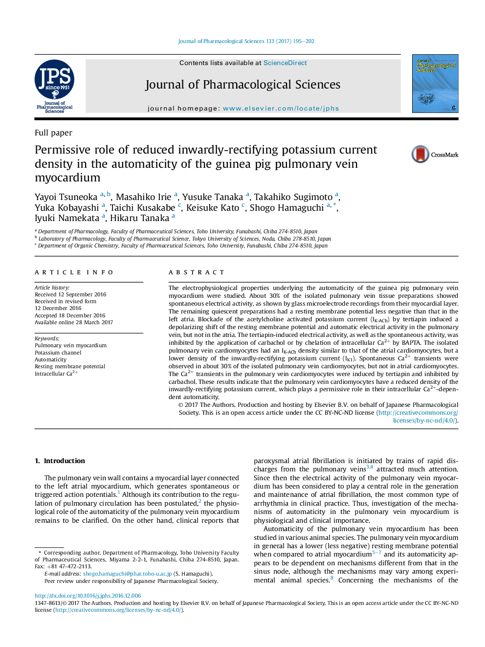 Permissive role of reduced inwardly-rectifying potassium current density in the automaticity of the guinea pig pulmonary vein myocardium