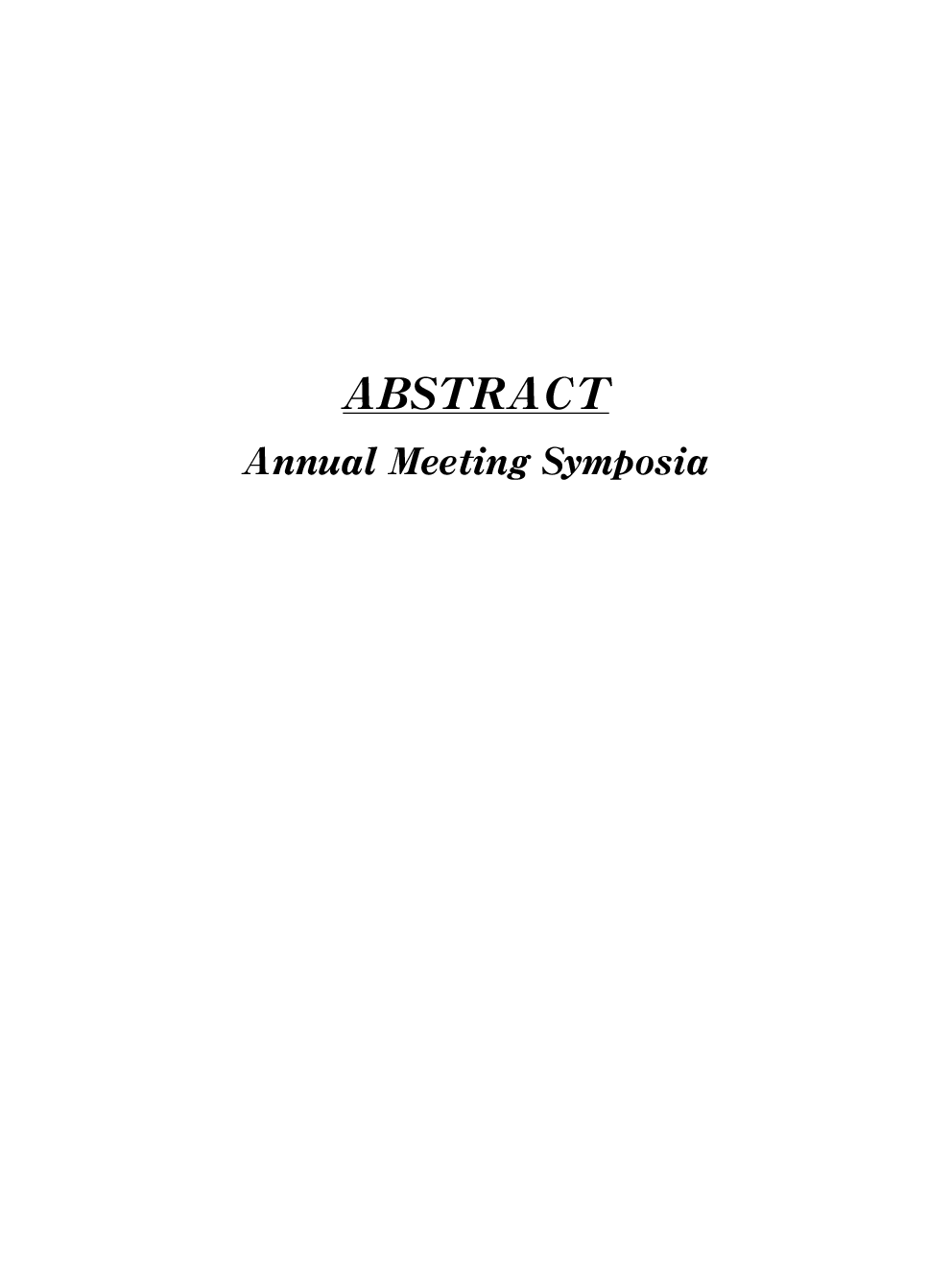 Annual Meeting Symposia