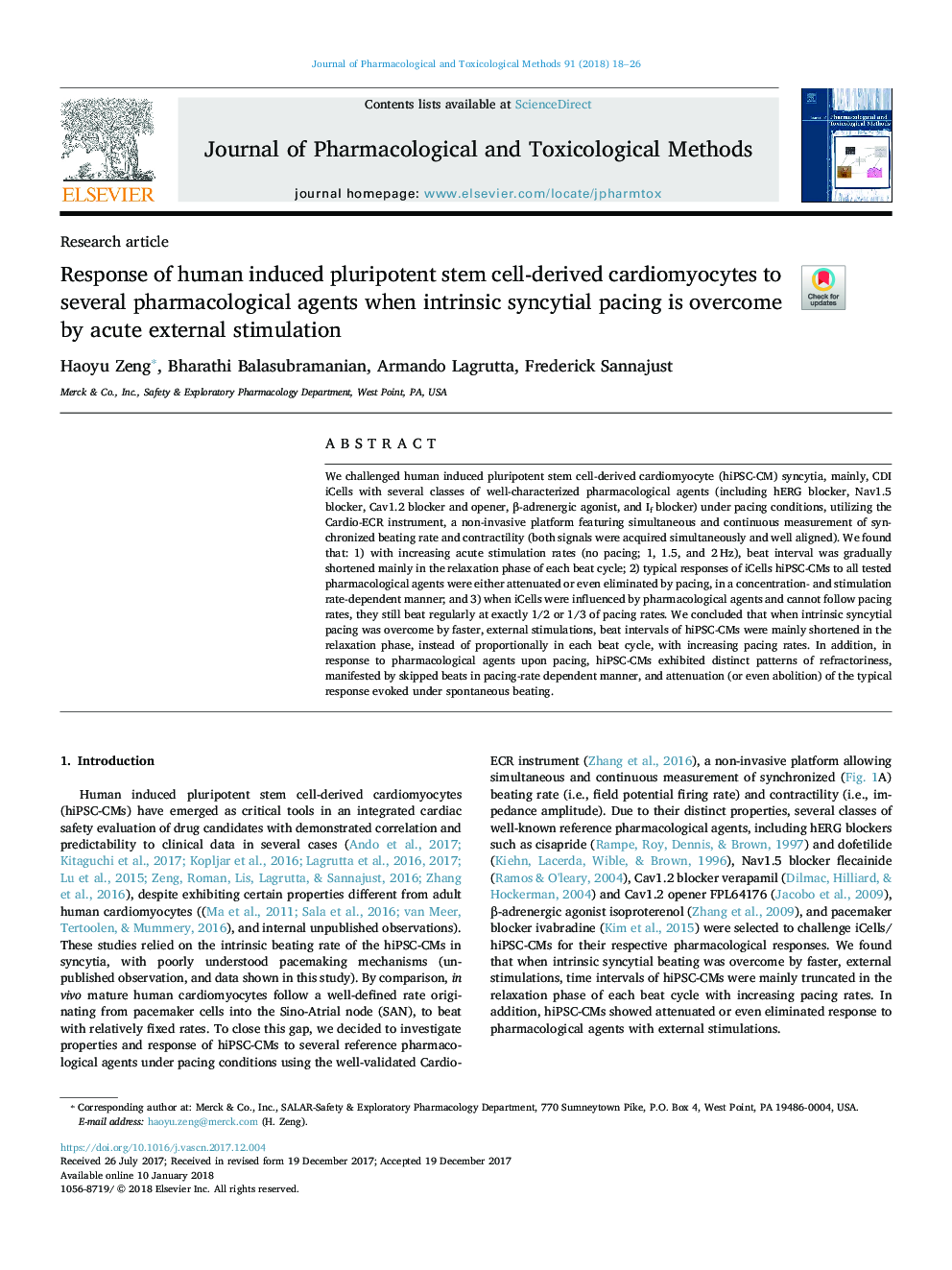 Response of human induced pluripotent stem cell-derived cardiomyocytes to several pharmacological agents when intrinsic syncytial pacing is overcome by acute external stimulation