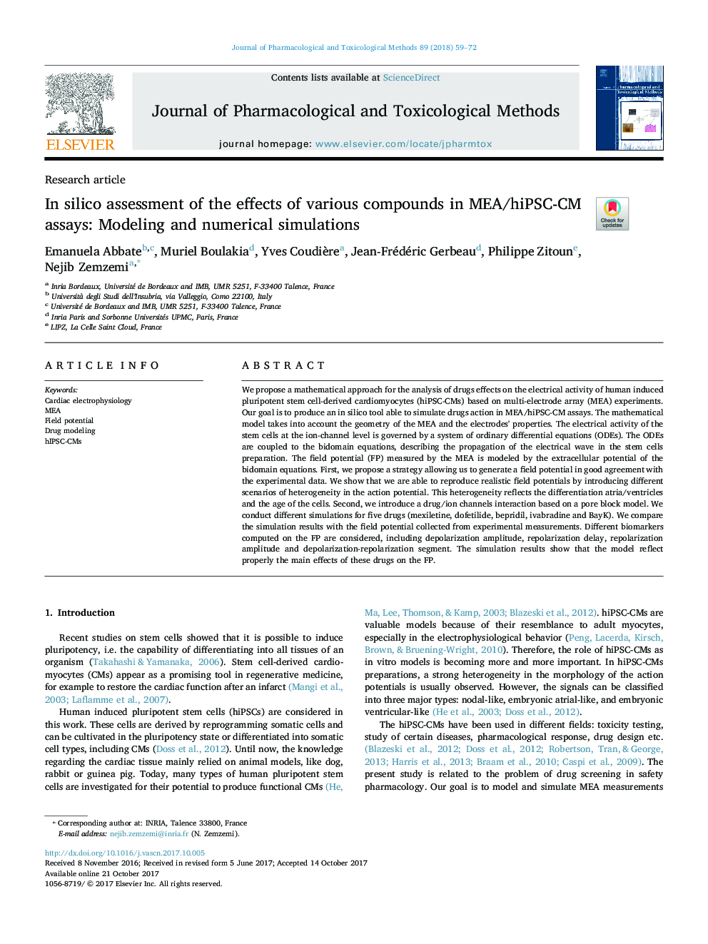 In silico assessment of the effects of various compounds in MEA/hiPSC-CM assays: Modeling and numerical simulations