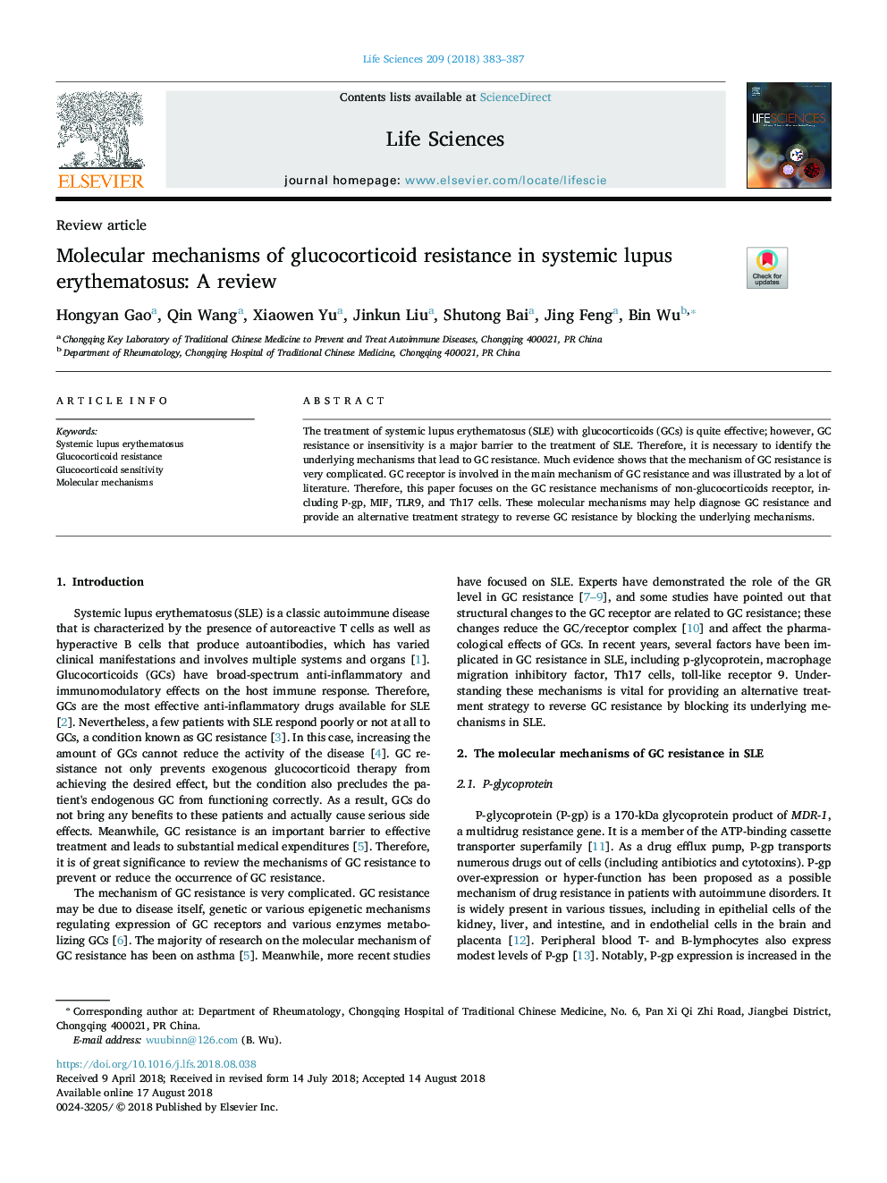 Molecular mechanisms of glucocorticoid resistance in systemic lupus erythematosus: A review