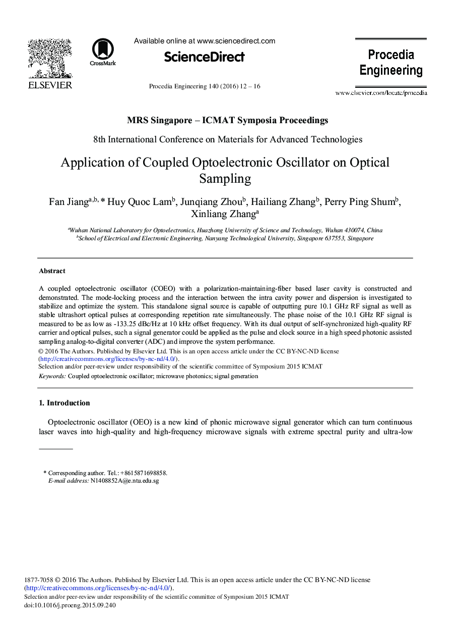 Application of Coupled Optoelectronic Oscillator on Optical Sampling 