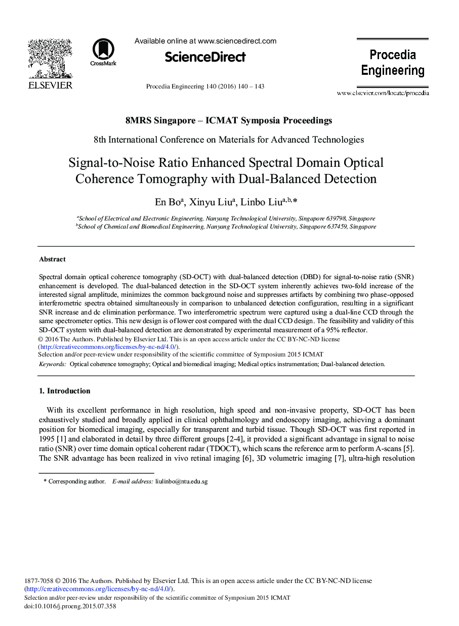 Signal-to-Noise Ratio Enhanced Spectral Domain Optical Coherence Tomography with Dual-balanced Detection 