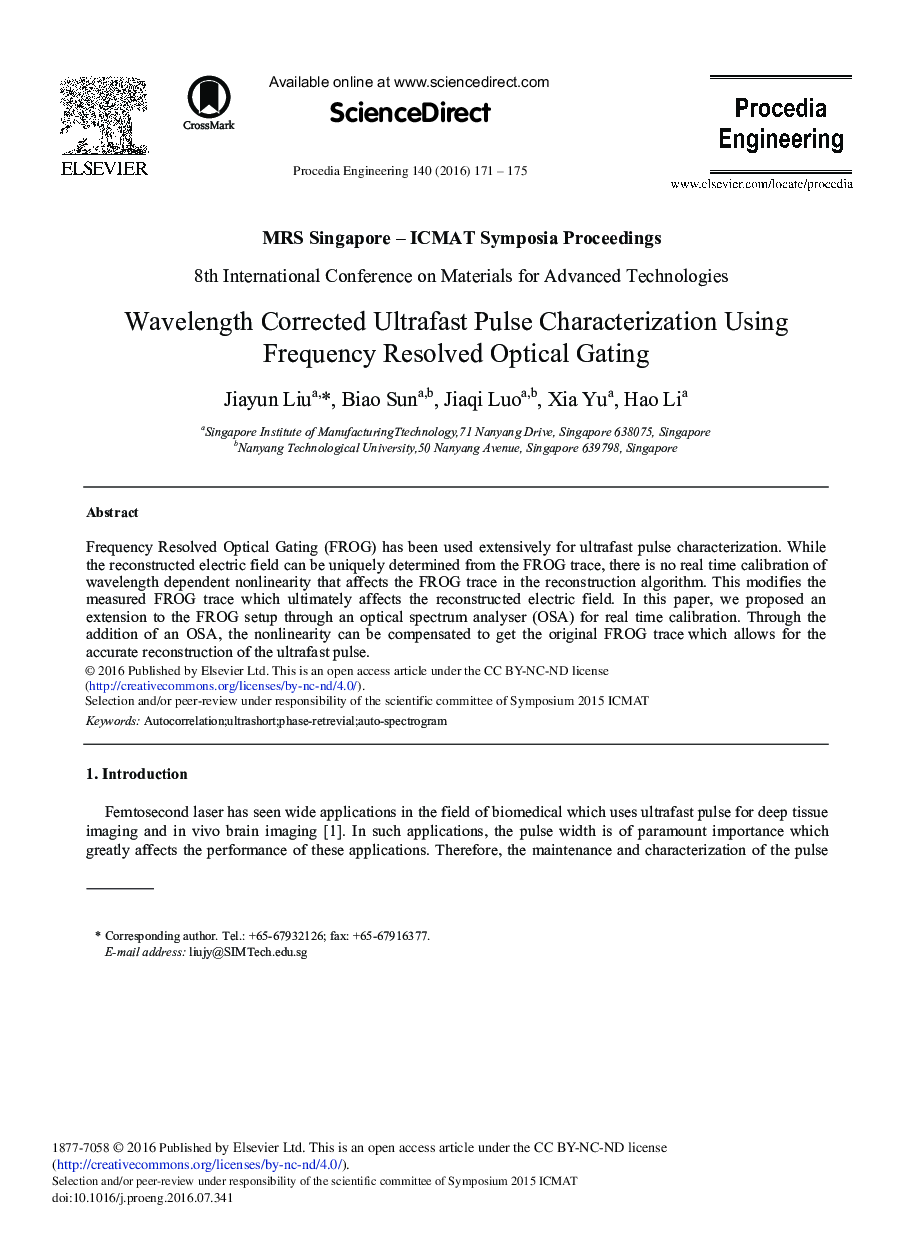 Wavelength Corrected Ultrafast Pulse Characterization Using Frequency Resolved Optical Gating