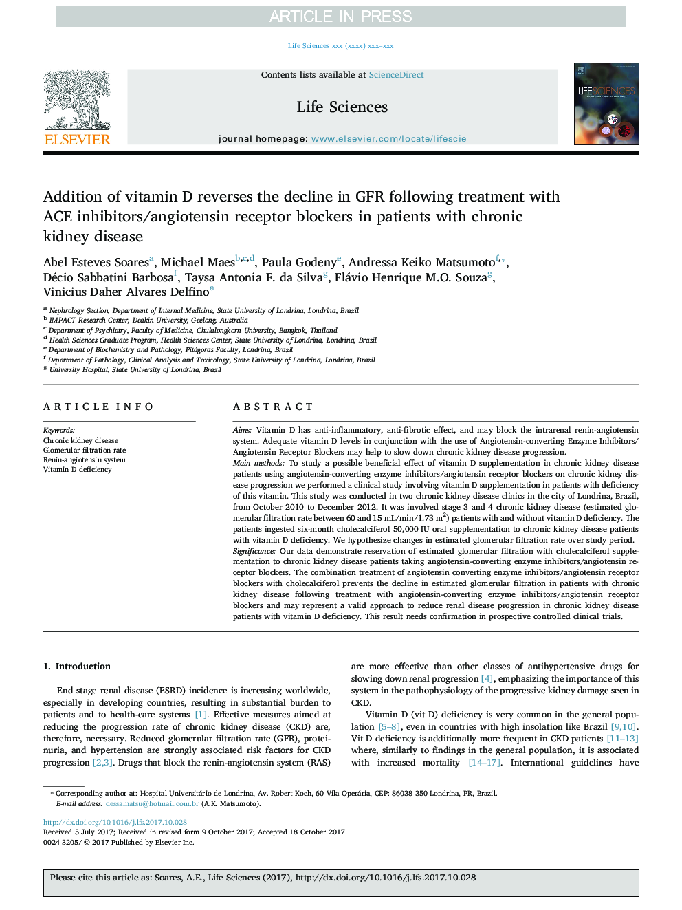 Addition of vitamin D reverses the decline in GFR following treatment with ACE inhibitors/angiotensin receptor blockers in patients with chronic kidney disease