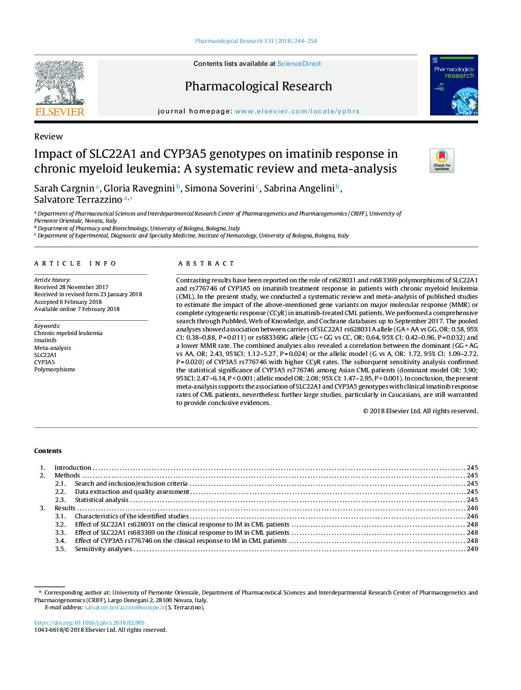 Impact of SLC22A1 and CYP3A5 genotypes on imatinib response in chronic myeloid leukemia: A systematic review and meta-analysis