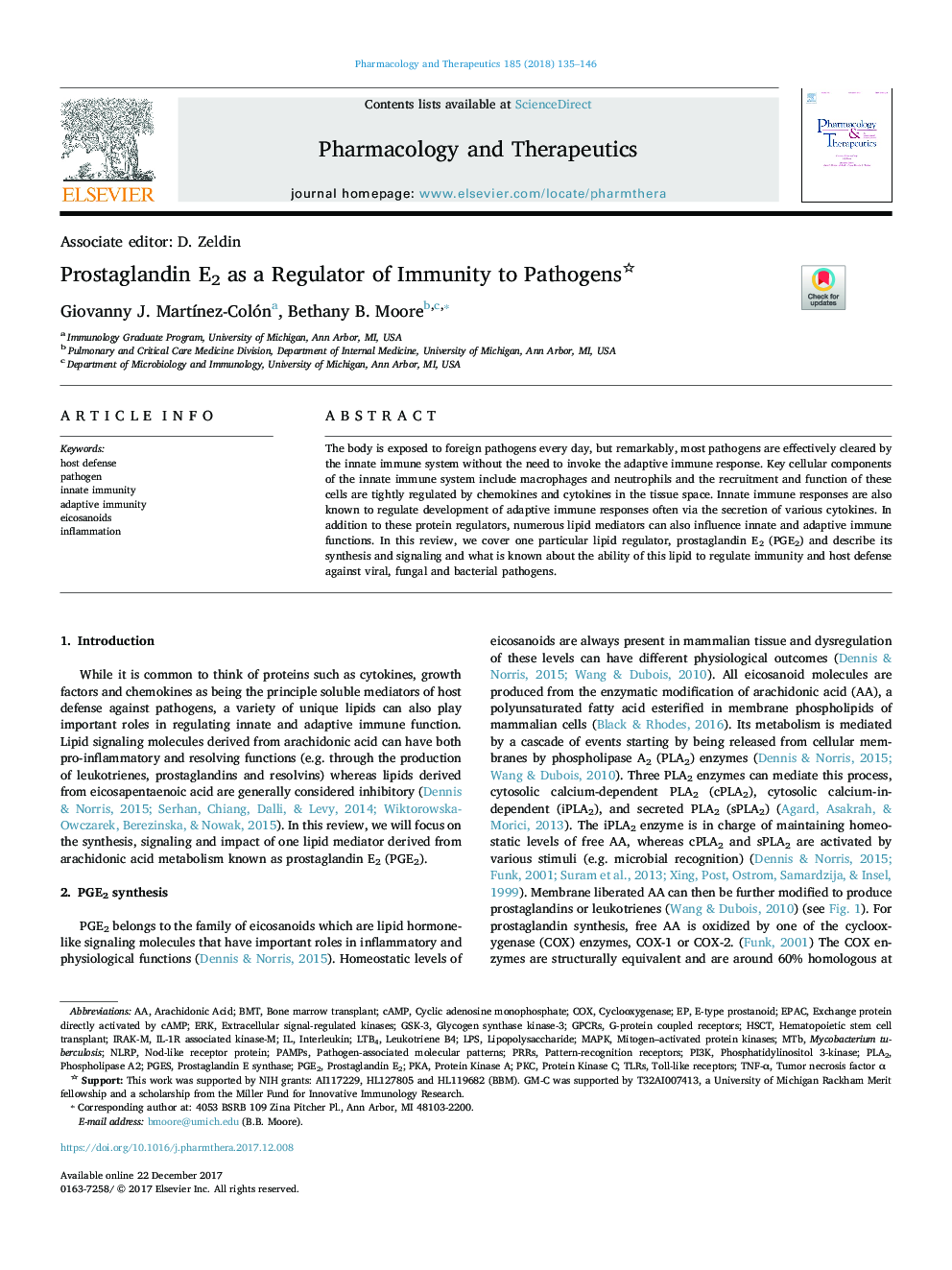 Prostaglandin E2 as a Regulator of Immunity to Pathogens