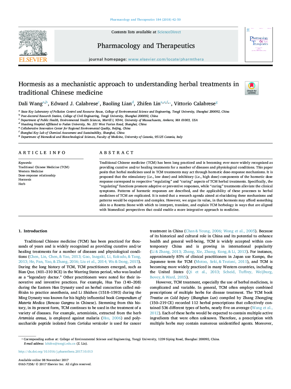 Hormesis as a mechanistic approach to understanding herbal treatments in traditional Chinese medicine