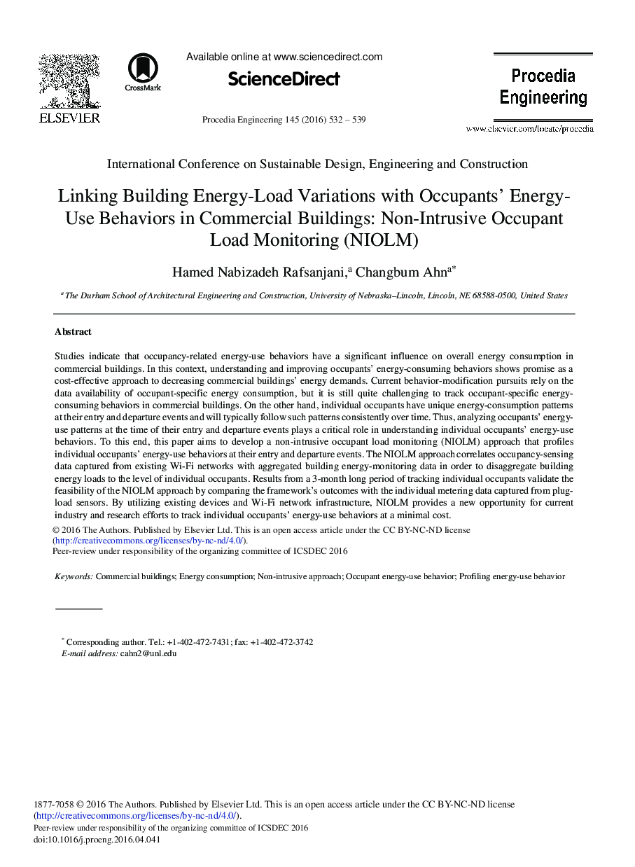 Linking Building Energy-Load Variations with Occupants’ Energy-Use Behaviors in Commercial Buildings: Non-Intrusive Occupant Load Monitoring (NIOLM) 