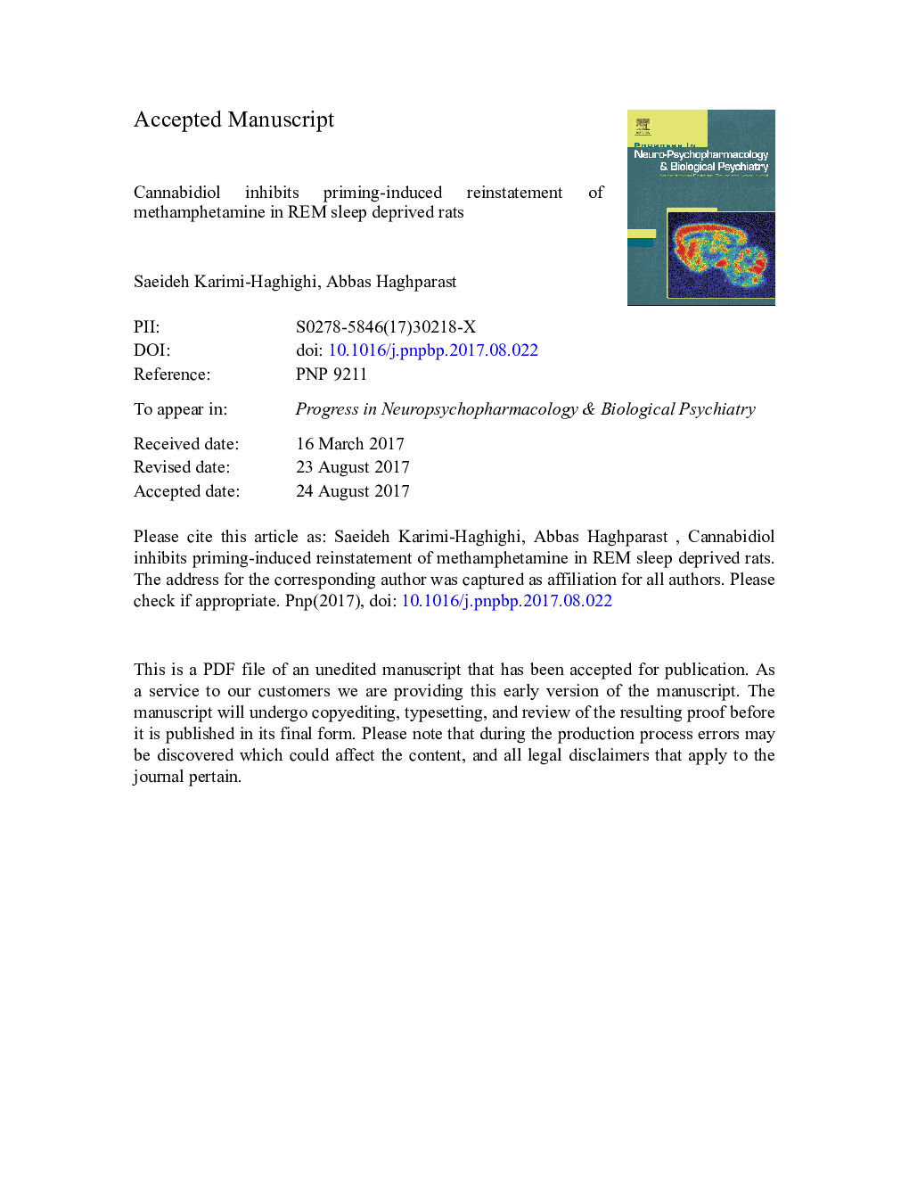 Cannabidiol inhibits priming-induced reinstatement of methamphetamine in REM sleep deprived rats