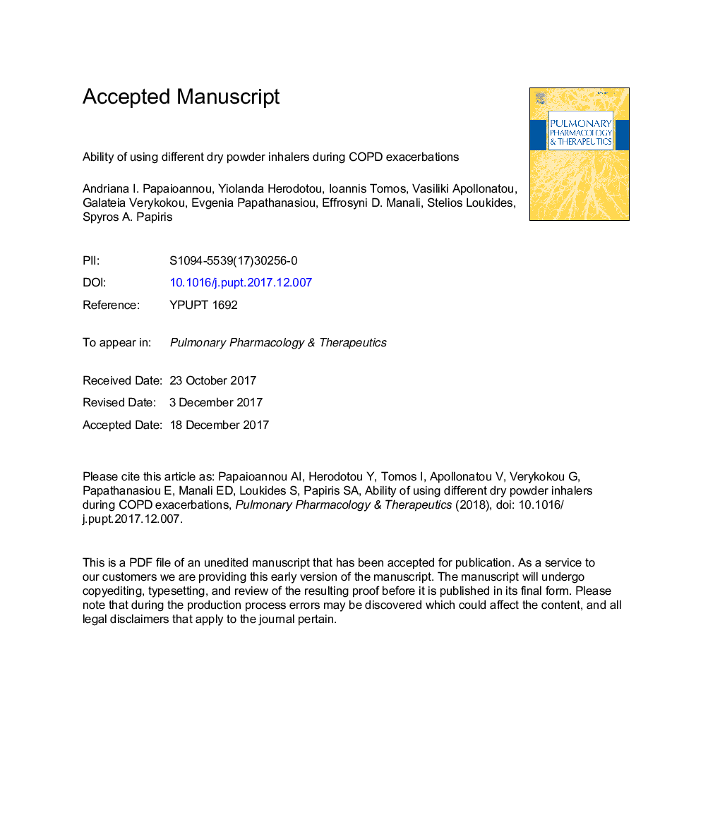 Ability of using different dry powder inhalers during COPD exacerbations