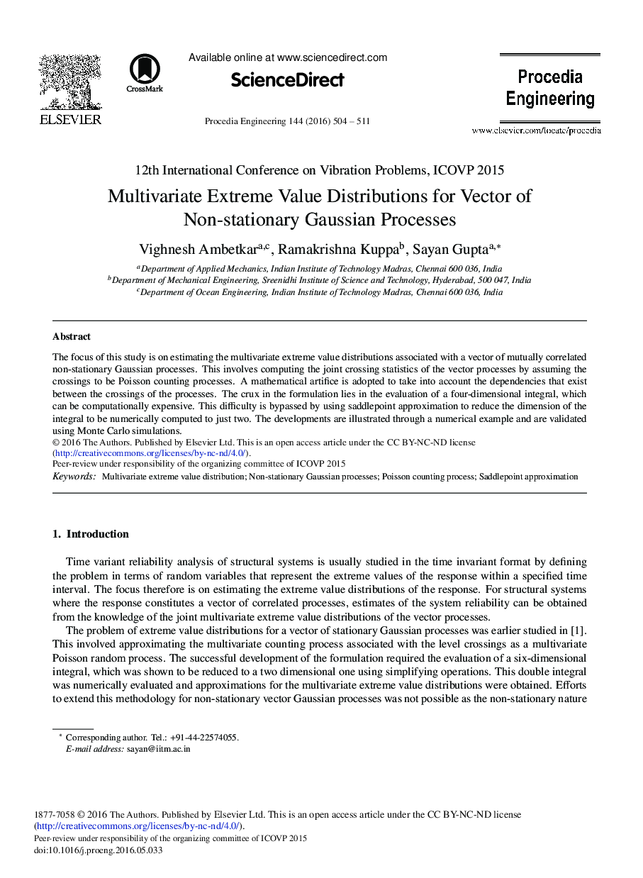 Multivariate Extreme Value Distributions for Vector of Non-stationary Gaussian Processes 