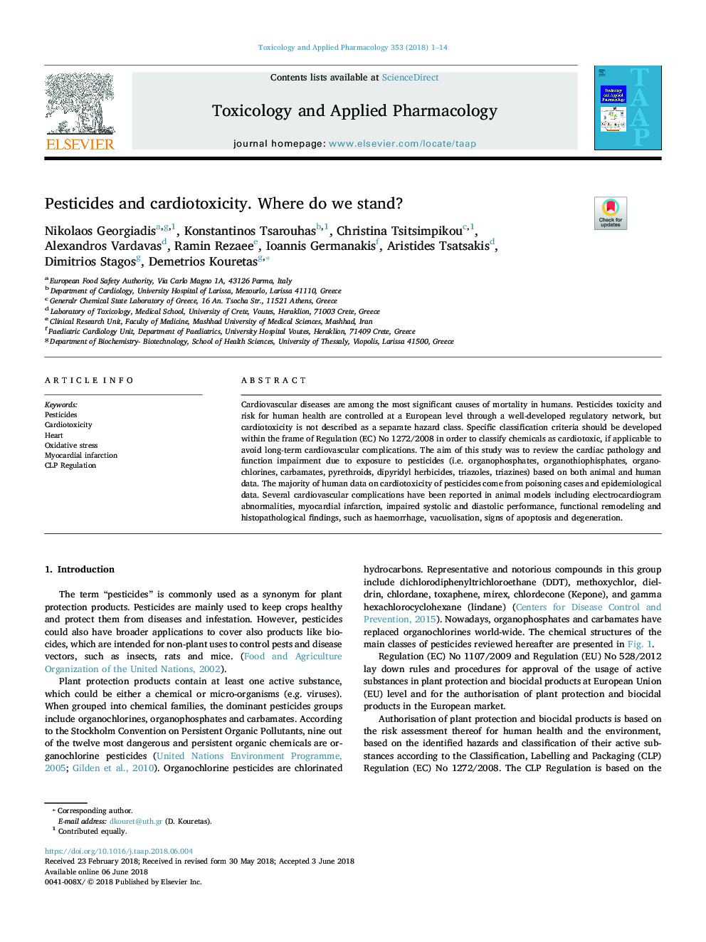 Pesticides and cardiotoxicity. Where do we stand?