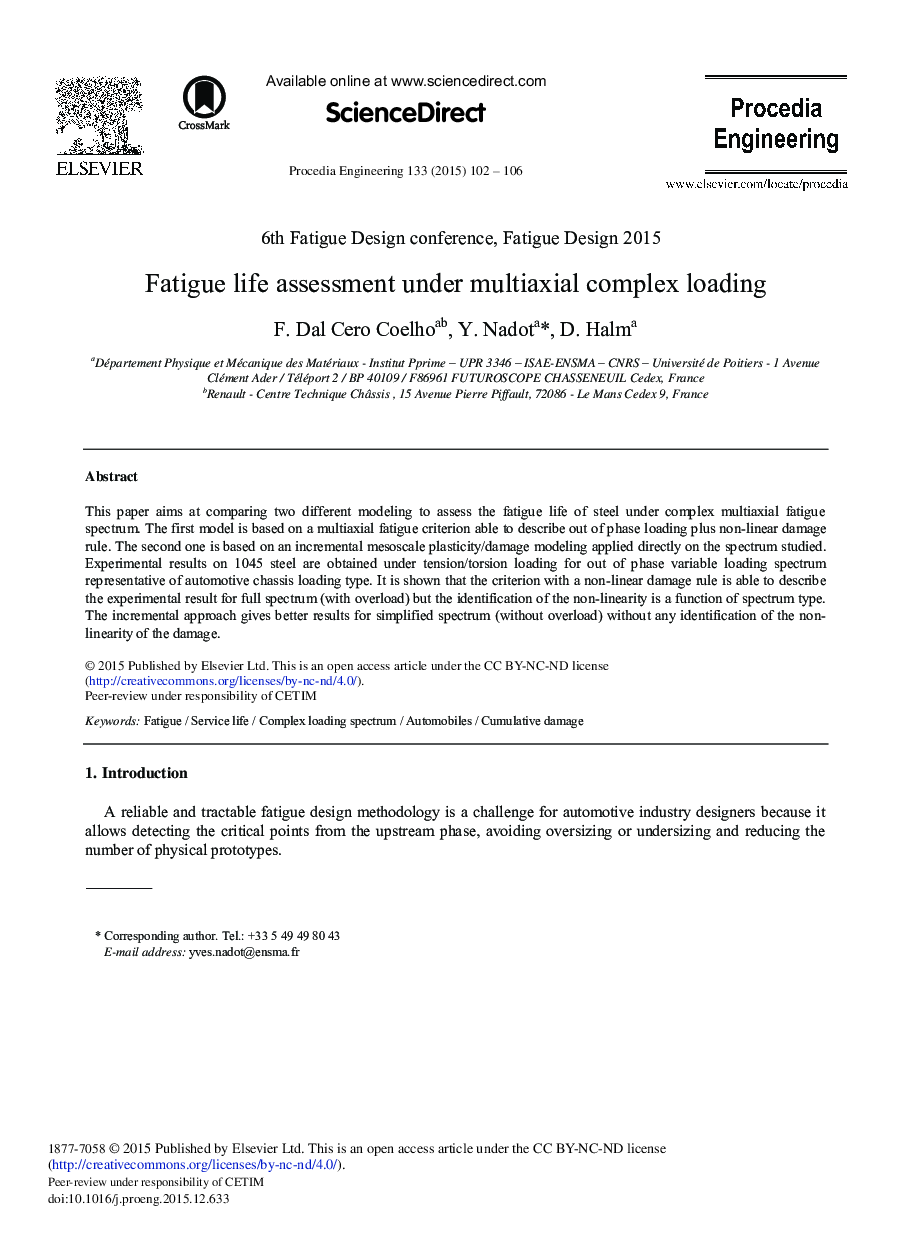 Fatigue Life Assessment under Multiaxial Complex Loading 