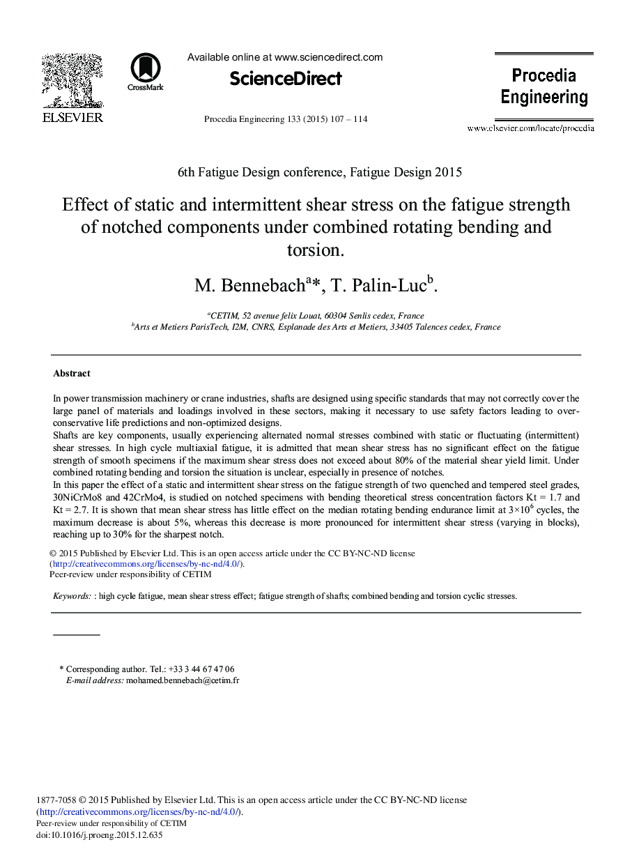 Effect of Static and Intermittent Shear Stress on the Fatigue Strength of Notched Components under Combined Rotating Bending and Torsion 