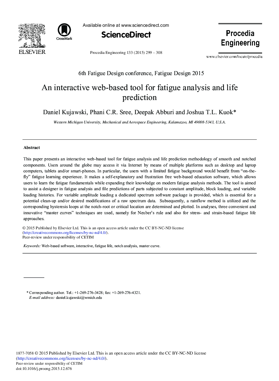 An Interactive Web-based Tool for Fatigue Analysis and Life Prediction 