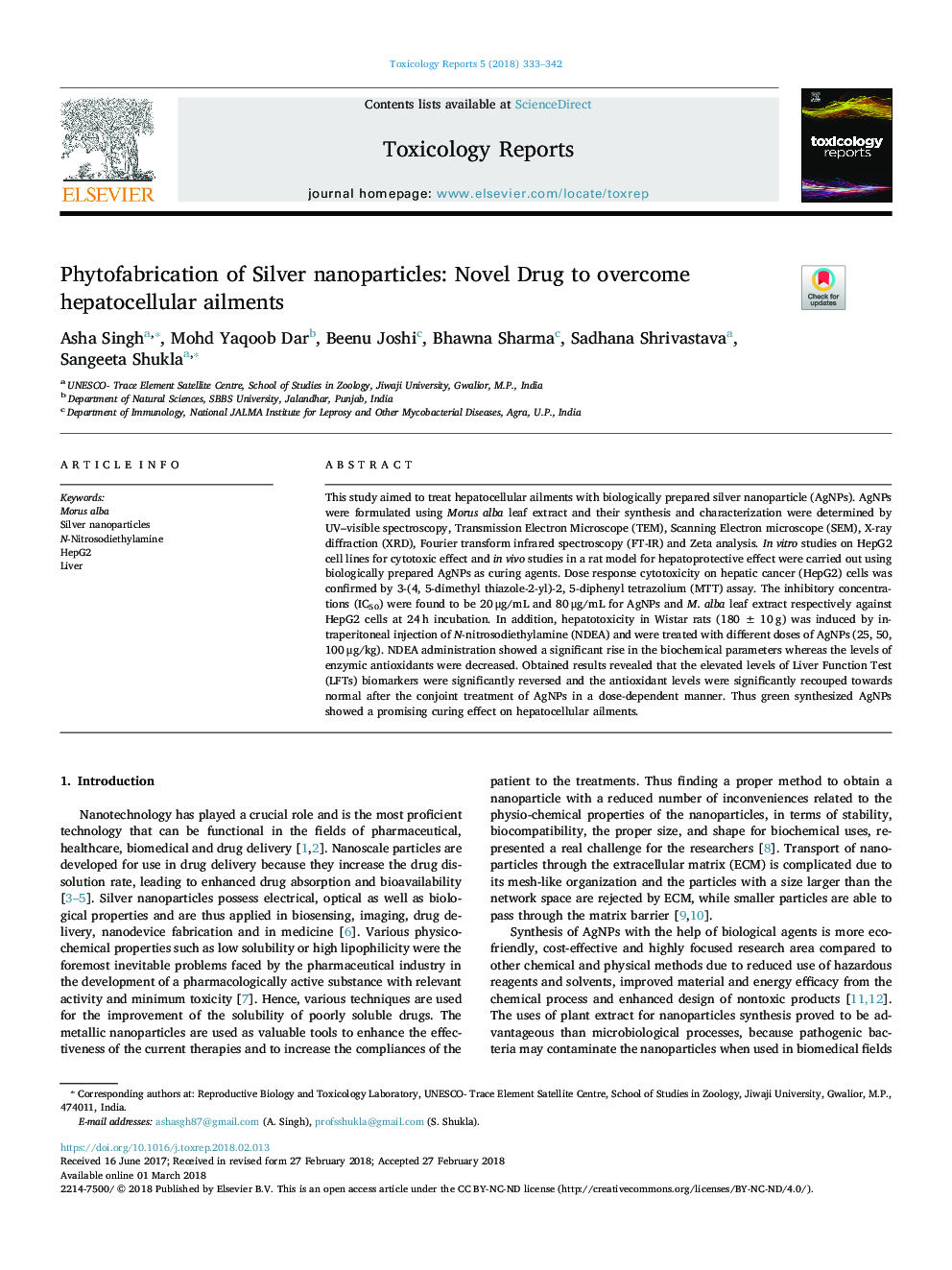 Phytofabrication of Silver nanoparticles: Novel Drug to overcome hepatocellular ailments