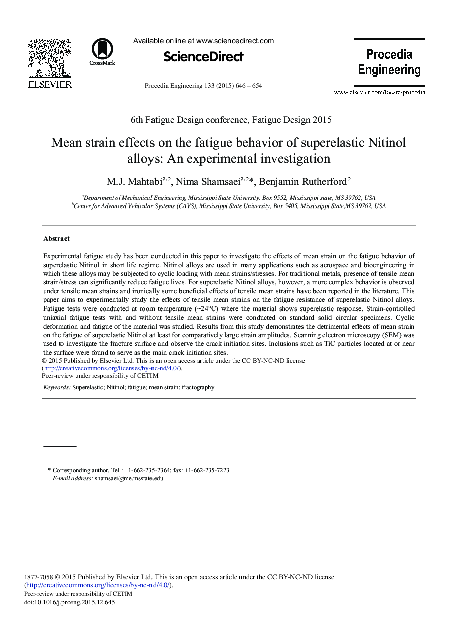 Mean Strain Effects on the Fatigue Behavior of Superelastic Nitinol Alloys: An Experimental Investigation 