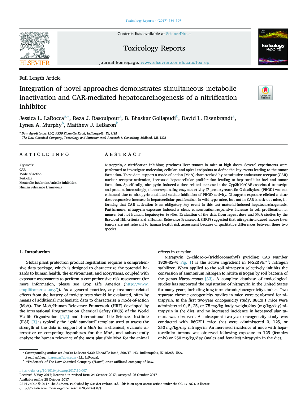 Integration of novel approaches demonstrates simultaneous metabolic inactivation and CAR-mediated hepatocarcinogenesis of a nitrification inhibitor