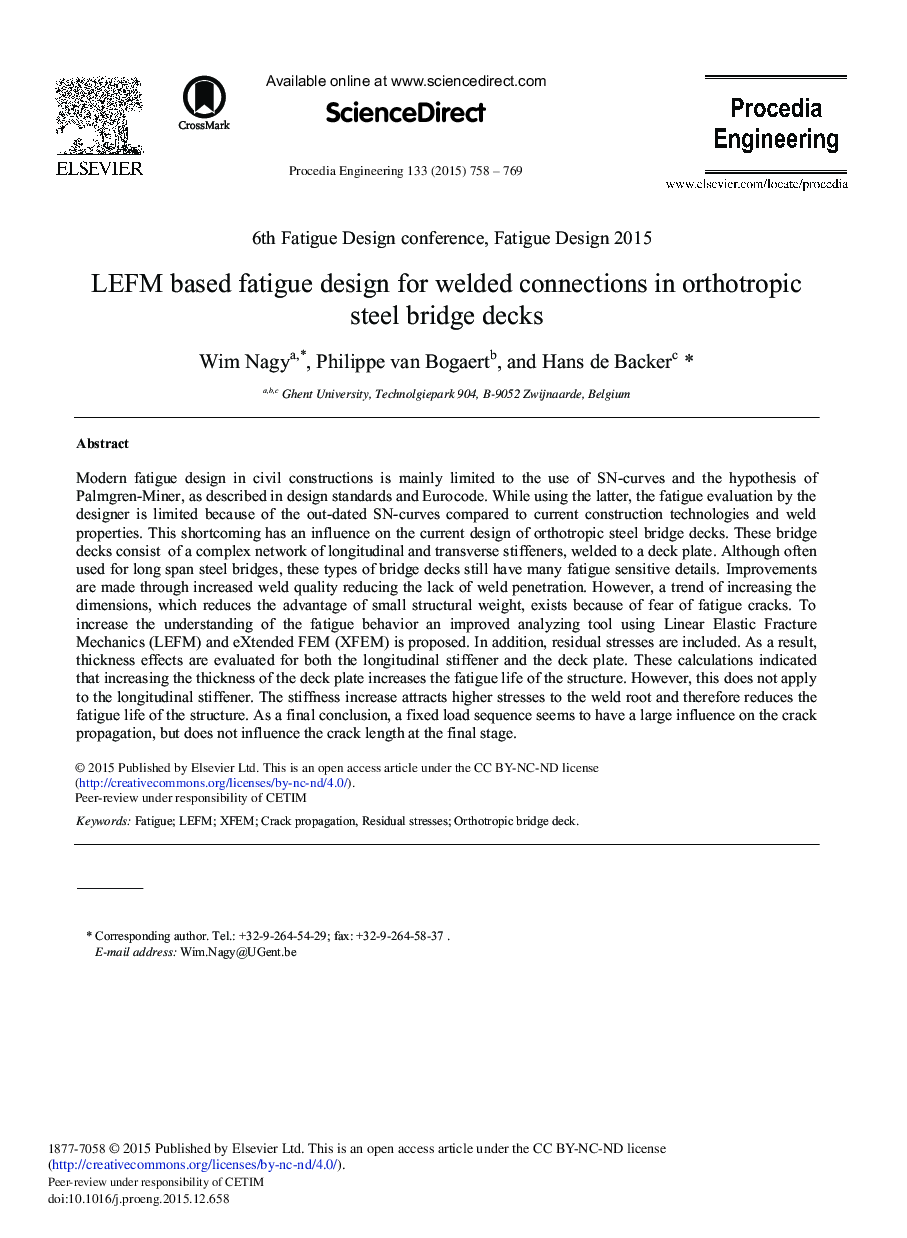 LEFM Based Fatigue Design for Welded Connections in Orthotropic Steel Bridge Decks 