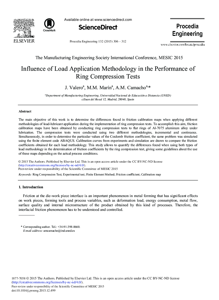 Influence of Load Application Methodology in the Performance of Ring Compression Tests 
