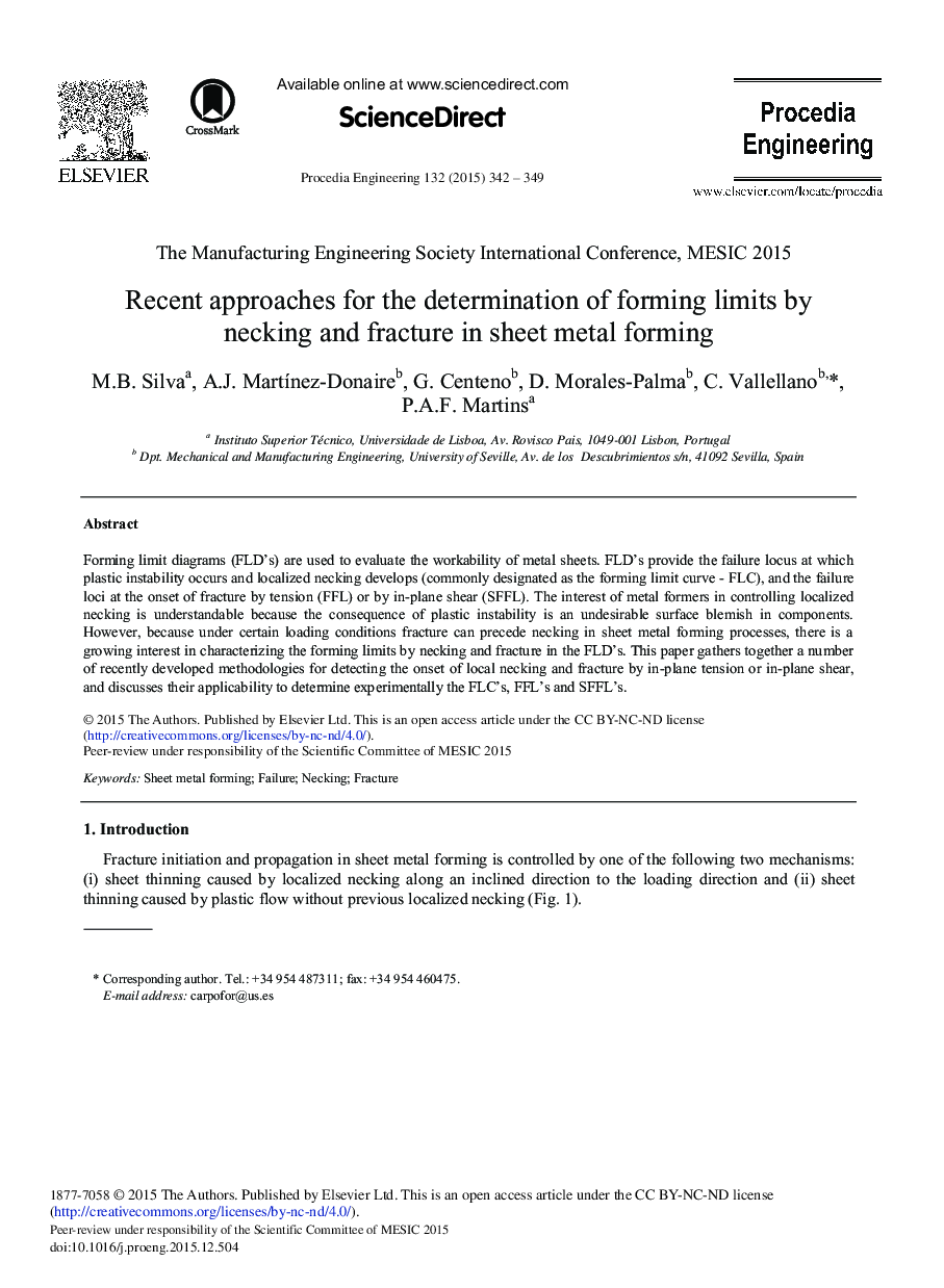 Recent Approaches for the Determination of Forming Limits by Necking and Fracture in Sheet Metal Forming 