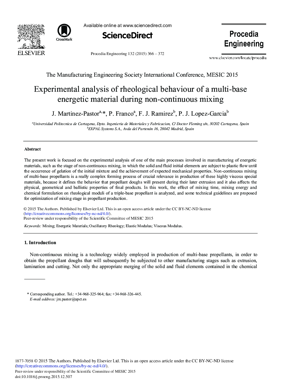 Experimental Analysis of Rheological Behaviour of a Multi-base Energetic Material During Non-continuous Mixing 