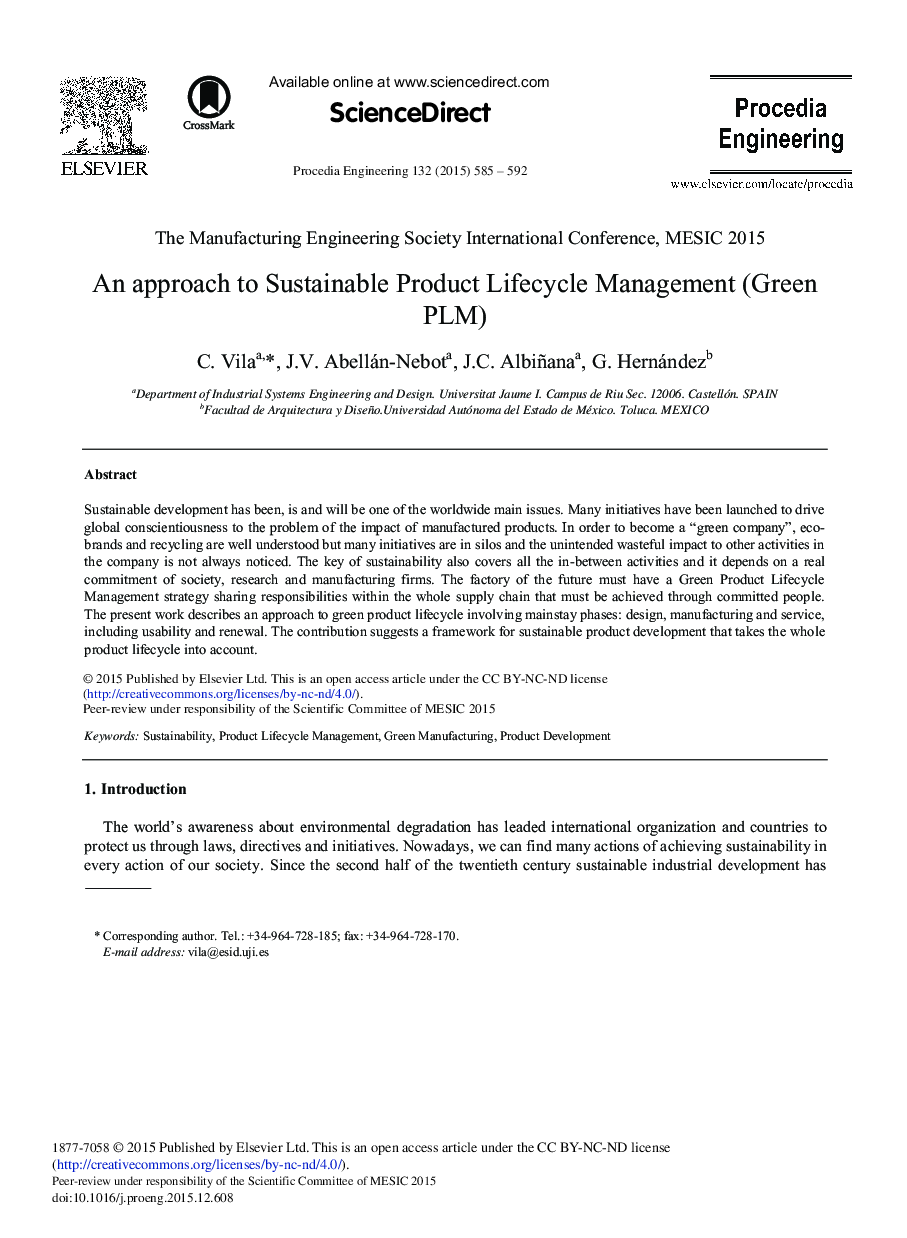 An Approach to Sustainable Product Lifecycle Management (Green PLM) 