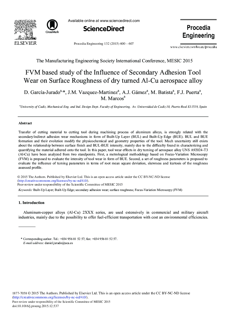 FVM Based Study of the Influence of Secondary Adhesion Tool Wear on Surface Roughness of Dry Turned Al-Cu Aerospace Alloy 