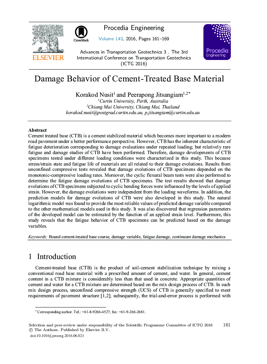 Damage Behavior of Cement-Treated Base Material 